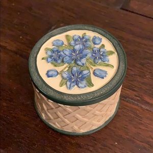 Hand painted DEZINE Blue flower Basketweave box